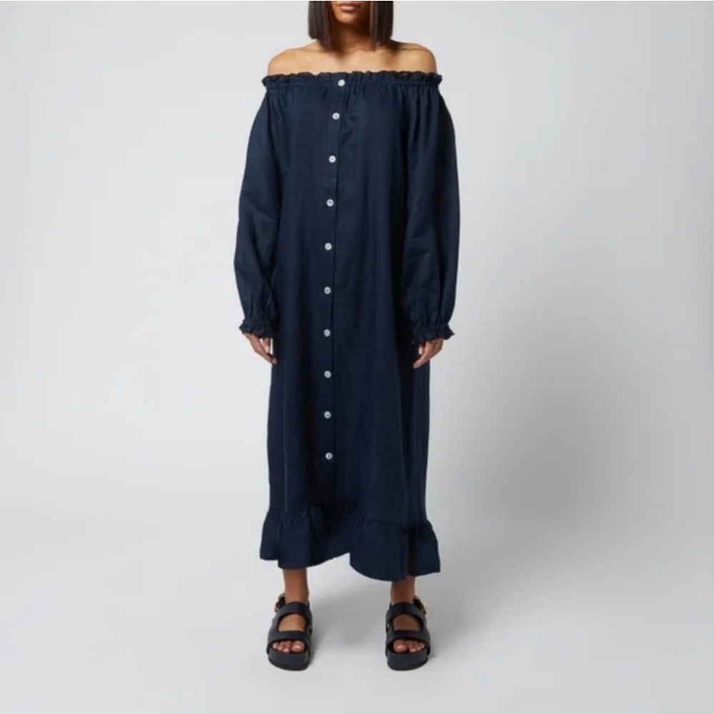 Sleeper 100% linen navy lounge dress - Picture 4 of 13